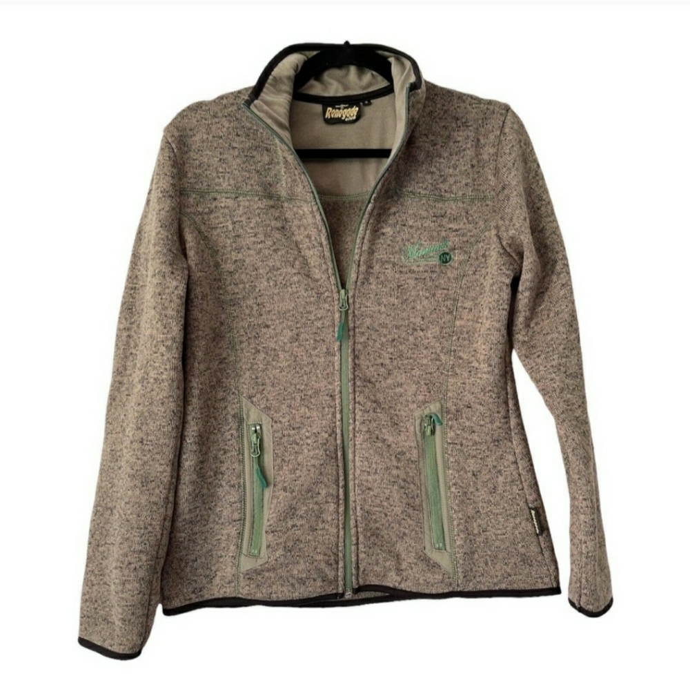 Renegade Club Montauk NY Brown Green Full Zip Fleece Lined Jacket Sz Small